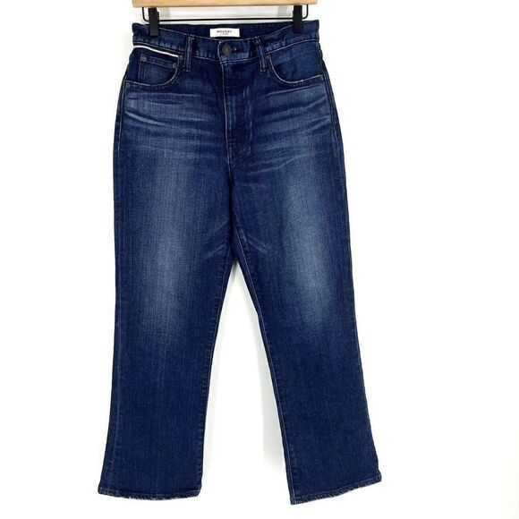 Moussy Vintage Jeans Size 28 Womens Blue Emma Cropped Flare Dark Wash Stretch - Picture 1 of 12